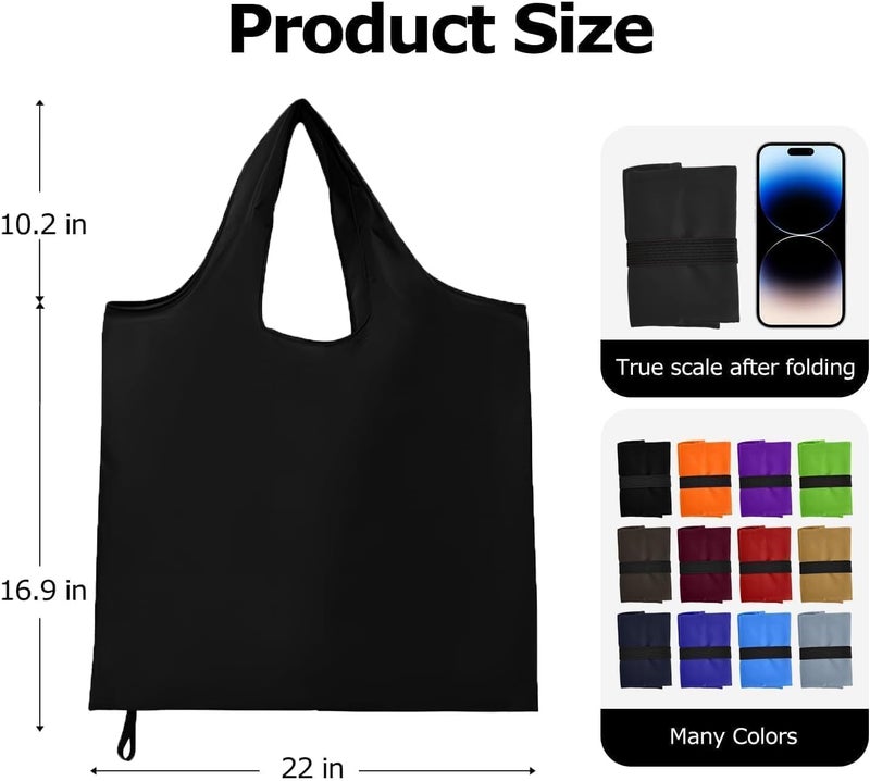 Criyar Foldable Shopping Bag, Washable Reusable Grocery with Holder, Nylon Tote Bags - Image 2